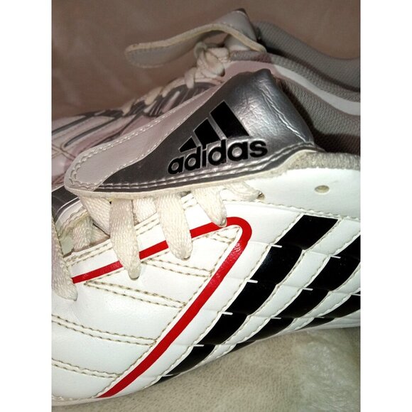 Adidas Soccer Cleats Size 5.5 White/Silver/Red Synthetic Leather Kids/Youth - Picture 3 of 9